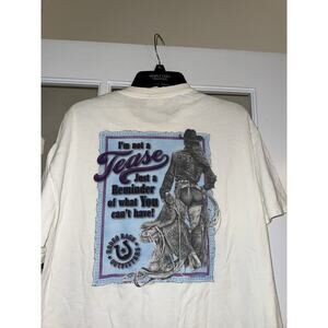 Rodeo Rags Western VTG Tee White “I’m not a tease…” Cowboy LG
